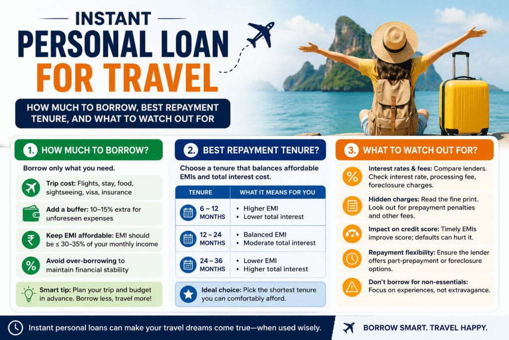Instant personal loan for travel: how much to borrow, best repayment tenure, and what to watch out for